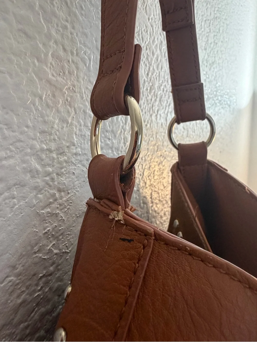INC International Concepts Cognac Brown Suede Studded Hobo Bag